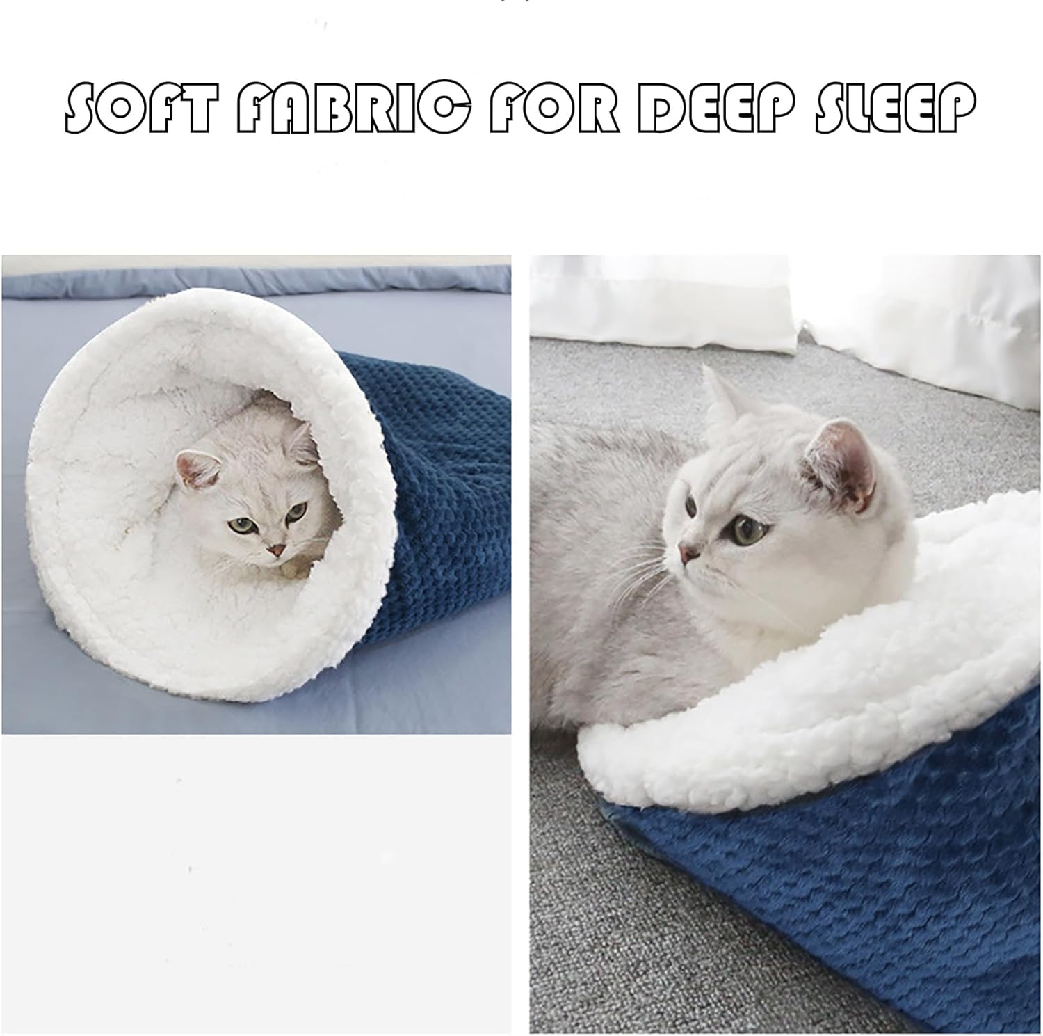 HKM-7136957 Cozy Sleeping Bag for Cats, Warm Semi-Enclosed Crinkle Sack Bed for Cats Up to 6kg