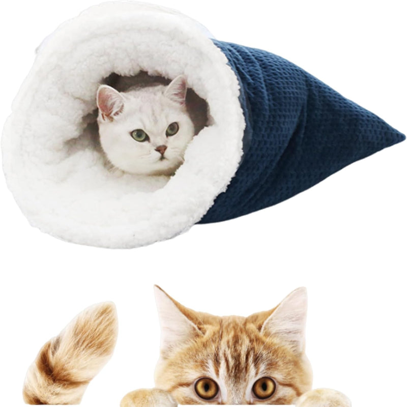 HKM-7136957 Cozy Sleeping Bag for Cats, Warm Semi-Enclosed Crinkle Sack Bed for Cats Up to 6kg