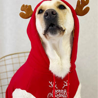 HKM-7137469 Christmas Deer Hooded Fleece Pet Sweatshirt for Dogs and Cats, Sizes XS to XXL