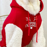HKM-7137469 Christmas Deer Hooded Fleece Pet Sweatshirt for Dogs and Cats, Sizes XS to XXL