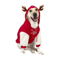 HKM-7137469 Christmas Deer Hooded Fleece Pet Sweatshirt for Dogs and Cats, Sizes XS to XXL