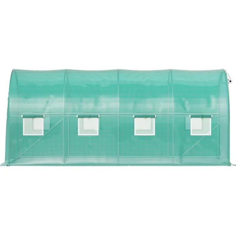 HKM-7137725 Portable Walk-in Tunnel Greenhouse with Galvanized Steel Frame and Zippered Door, 14.8 x 6.6 x 6.6 Ft, Green