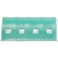 HKM-7137725 Portable Walk-in Tunnel Greenhouse with Galvanized Steel Frame and Zippered Door, 14.8 x 6.6 x 6.6 Ft, Green