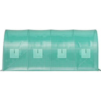 HKM-7137725 Portable Walk-in Tunnel Greenhouse with Galvanized Steel Frame and Zippered Door, 14.8 x 6.6 x 6.6 Ft, Green
