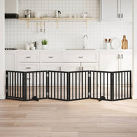 HKM-7137981 Foldable 3-Panel Dog Gate in Poplar Wood, 150 cm Length, Brown/Black/White Options