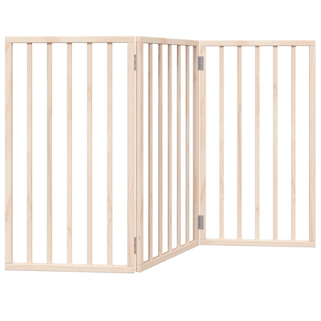HKM-7137981 Foldable 3-Panel Dog Gate in Poplar Wood, 150 cm Length, Brown/Black/White Options