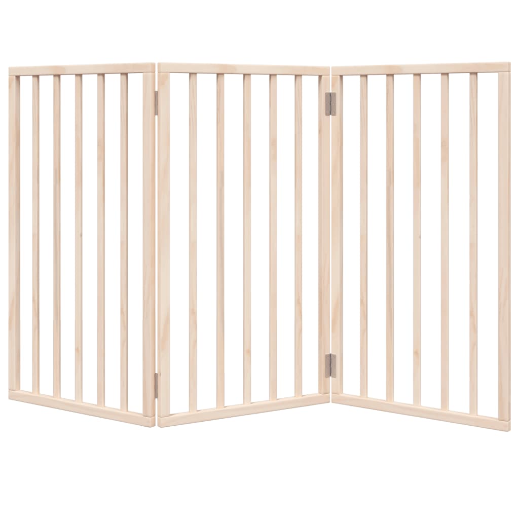 HKM-7137981 Foldable 3-Panel Dog Gate in Poplar Wood, 150 cm Length, Brown/Black/White Options