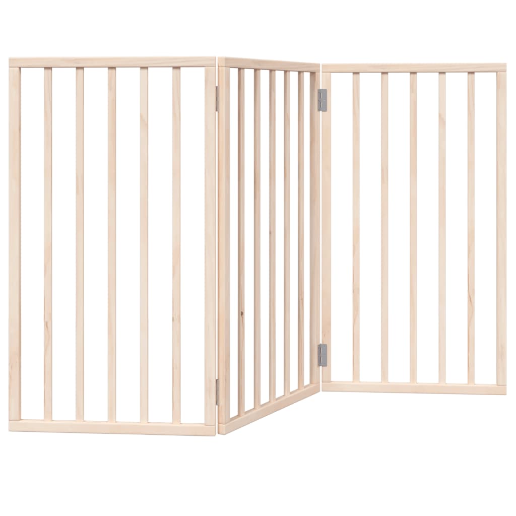 HKM-7137981 Foldable 3-Panel Dog Gate in Poplar Wood, 150 cm Length, Brown/Black/White Options