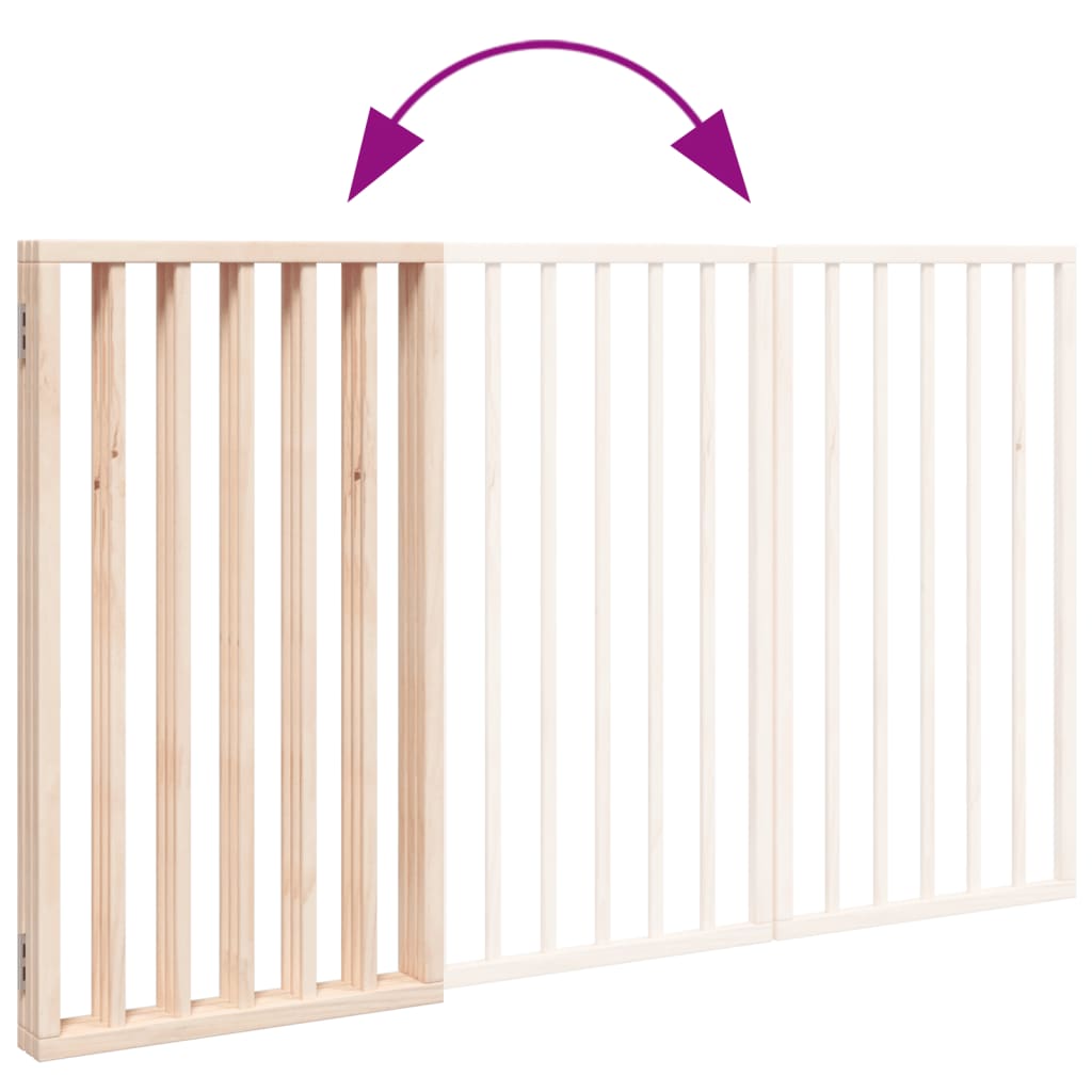 HKM-7137981 Foldable 3-Panel Dog Gate in Poplar Wood, 150 cm Length, Brown/Black/White Options