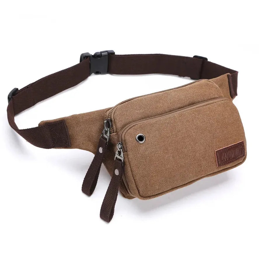 HKM-713811 Men's Casual Canvas Messenger Bag - Simple Waist & Cash Register Bag