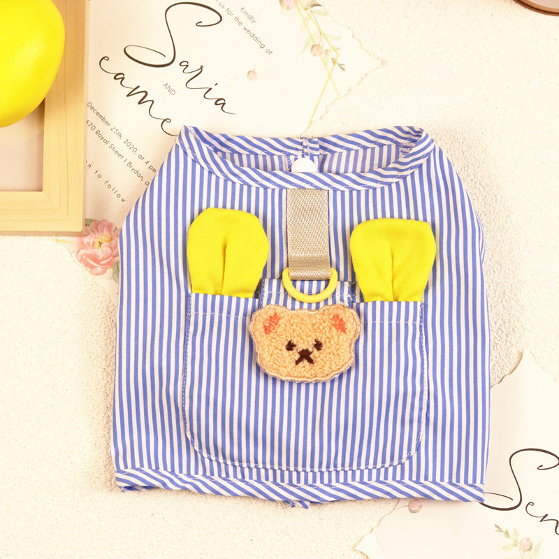 HKM-7138493 Personalized Casual Dog Vest in Blue and Black - Cotton Pet Clothing