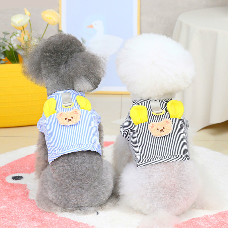 HKM-7138493 Personalized Casual Dog Vest in Blue and Black - Cotton Pet Clothing
