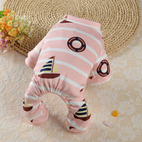 HKM-7139261 Striped Sailor Pants for Dogs - Casual Four-Legged Pet Clothing in Blue, Yellow, and Pink