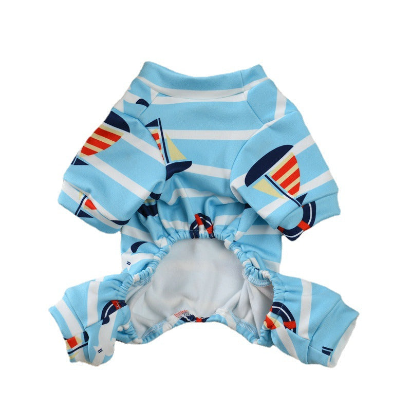 HKM-7139261 Striped Sailor Pants for Dogs - Casual Four-Legged Pet Clothing in Blue, Yellow, and Pink