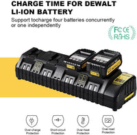 HKM-714003 Four-Port Fast Charger for DCB104 Electric Tool Batteries, 100V-240V Input, 14.4V-18V Output, 12A Total Capacity, Built-In Safety Features
