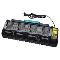 HKM-714003 Four-Port Fast Charger for DCB104 Electric Tool Batteries, 100V-240V Input, 14.4V-18V Output, 12A Total Capacity, Built-In Safety Features
