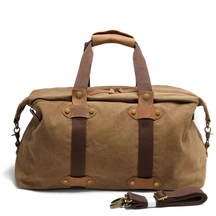 HKM-714003 Retro Canvas Sports Duffle Bag with Zipper Closure - Lightweight & Durable Travel Tote in Multiple Colours