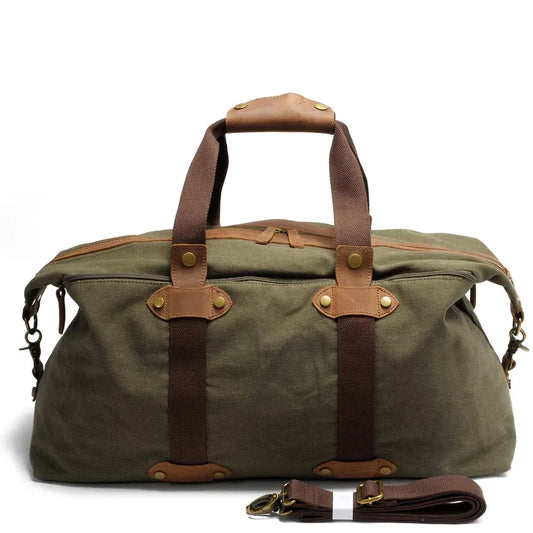 HKM-714003 Retro Canvas Sports Duffle Bag with Zipper Closure - Lightweight & Durable Travel Tote in Multiple Colours