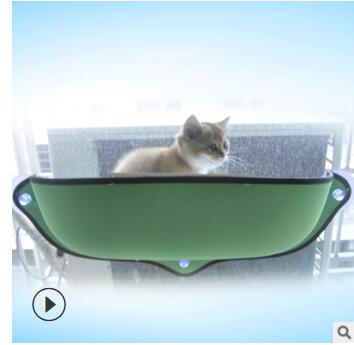 HKM-7140285 Window Sill Cat Hammock with Suction Cups - EVA and Felt Cloth, Removable Washable Mat, Indoor Outdoor Use