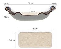 HKM-7140285 Window Sill Cat Hammock with Suction Cups - EVA and Felt Cloth, Removable Washable Mat, Indoor Outdoor Use