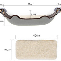 HKM-7140285 Window Sill Cat Hammock with Suction Cups - EVA and Felt Cloth, Removable Washable Mat, Indoor Outdoor Use