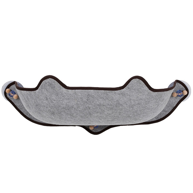 HKM-7140285 Window Sill Cat Hammock with Suction Cups - EVA and Felt Cloth, Removable Washable Mat, Indoor Outdoor Use
