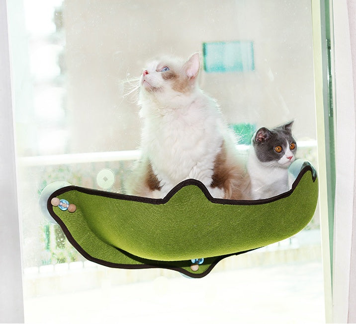 HKM-7140285 Window Sill Cat Hammock with Suction Cups - EVA and Felt Cloth, Removable Washable Mat, Indoor Outdoor Use