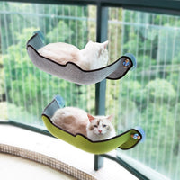 HKM-7140285 Window Sill Cat Hammock with Suction Cups - EVA and Felt Cloth, Removable Washable Mat, Indoor Outdoor Use