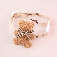 HKM-7140669 Cartoon Pet Collar with Bell for Cats and Dogs - Available in Floral and Bear Designs