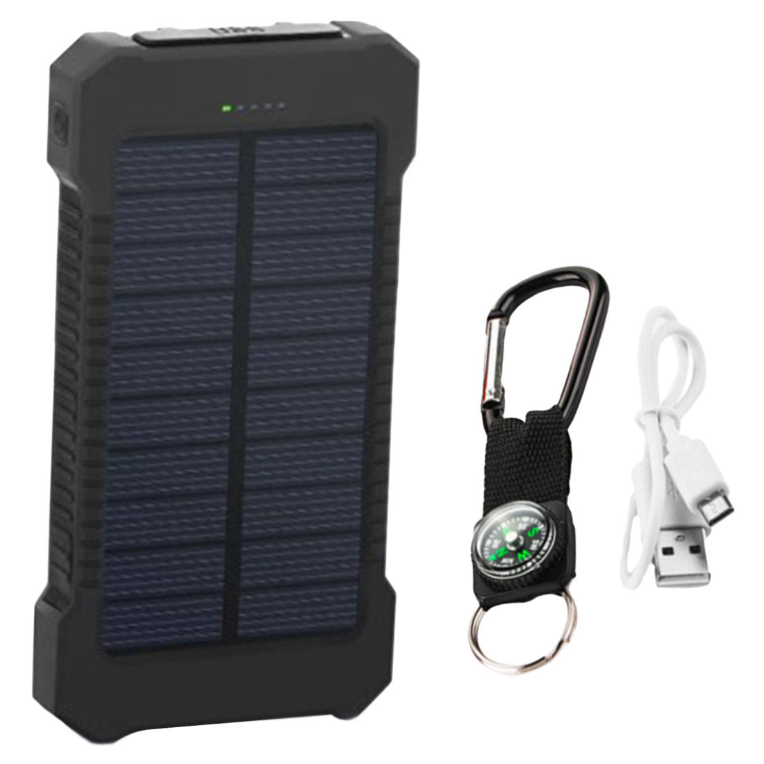 HKM-714323 Ultra-Thin Waterproof Solar Power Bank with LED Flashlight and Multi-Port Output, 10000mAh