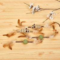 HKM-714387 Self-Pet Molar Tooth Cleaning Toy with Feather, Catnip, and Sisal for Cats