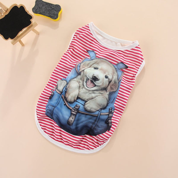 HKM-7144253 Summer Striped Pet Vest for Dogs and Cats - Various Colors and Floral Designs