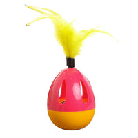 HKM-7144637 Interactive Feather Tumbler Cat Toy - Grass Green, Blue, Rose Red - ABS Material, 7¡ÁH26cm