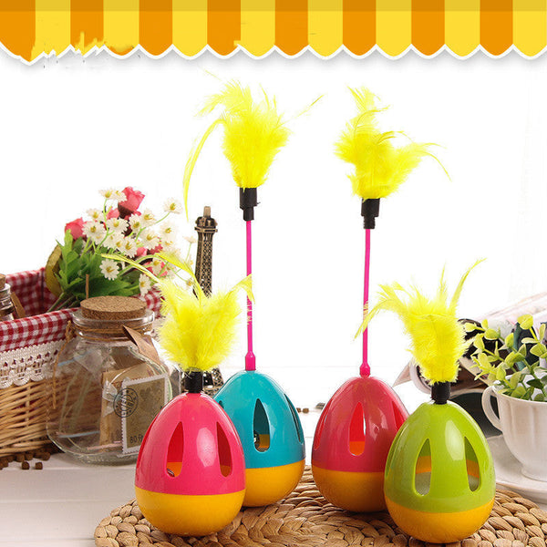 HKM-7144637 Interactive Feather Tumbler Cat Toy - Grass Green, Blue, Rose Red - ABS Material, 7¡ÁH26cm