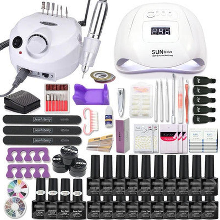 HKM-714579 Nail Art Tool Set with Nail Polish and Glue Phototherapy Lamp - 7ML Nail Trimming Tools