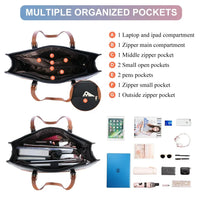 HKM-714643 Stylish 15.6 Inch Waterproof PU Leather Laptop Tote Bag for Women - Ideal for Business and Office Use