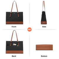 HKM-714643 Stylish 15.6 Inch Waterproof PU Leather Laptop Tote Bag for Women - Ideal for Business and Office Use
