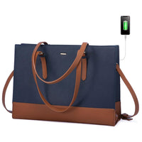 HKM-714643 Stylish 15.6 Inch Waterproof PU Leather Laptop Tote Bag for Women - Ideal for Business and Office Use