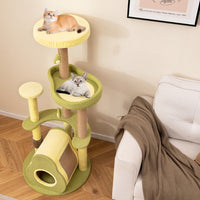 HKM-7147709 Multi-Level Cat Tower with Avocado-Shaped Platform and Cozy Cat House