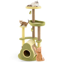 HKM-7147709 Multi-Level Cat Tower with Avocado-Shaped Platform and Cozy Cat House