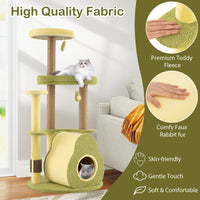 HKM-7147709 Multi-Level Cat Tower with Avocado-Shaped Platform and Cozy Cat House