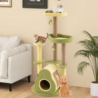 HKM-7147709 Multi-Level Cat Tower with Avocado-Shaped Platform and Cozy Cat House