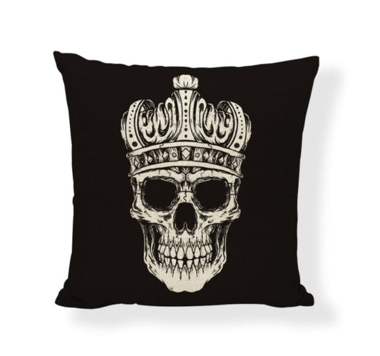 HKM-714771 Cartoon Skull Linen Pillow Cover - 45x45cm Cushion Cover