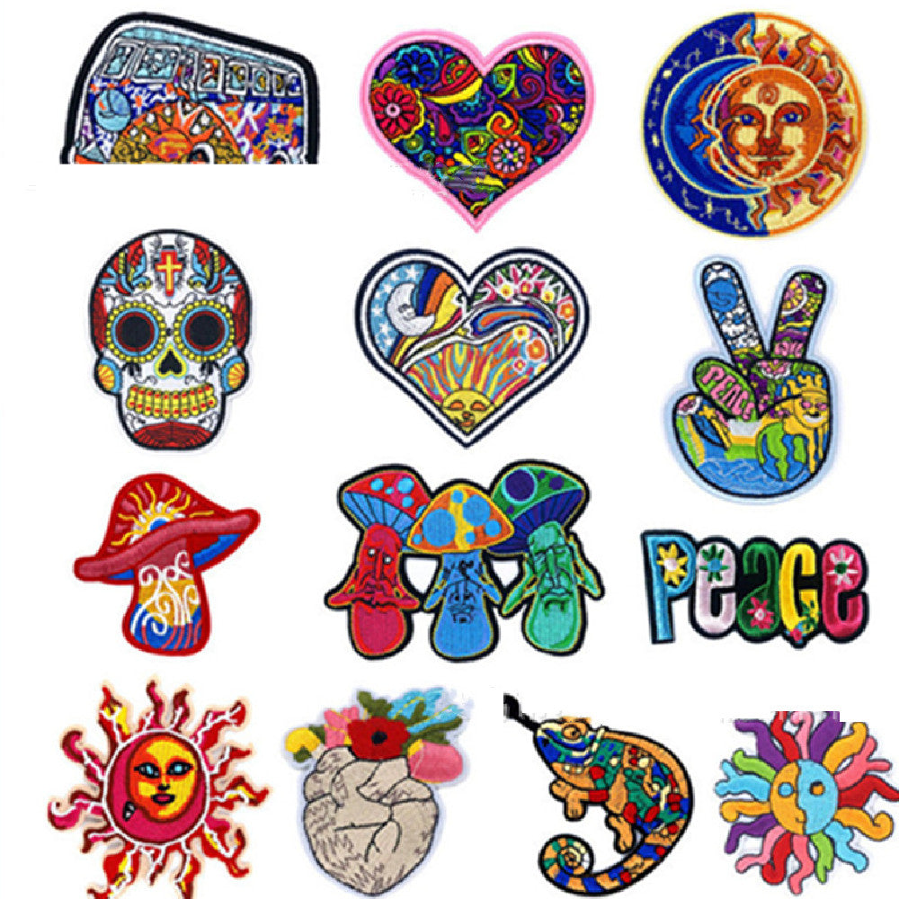 HKM-714771 Embroidered Polyester Fabric Sticker for Car Sun Love Decorations