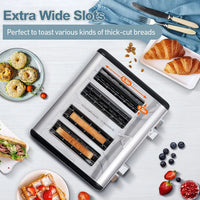 HKM-714835 Retro 4-Slice Stainless Steel Electric Pop-Up Toaster with Grill Function