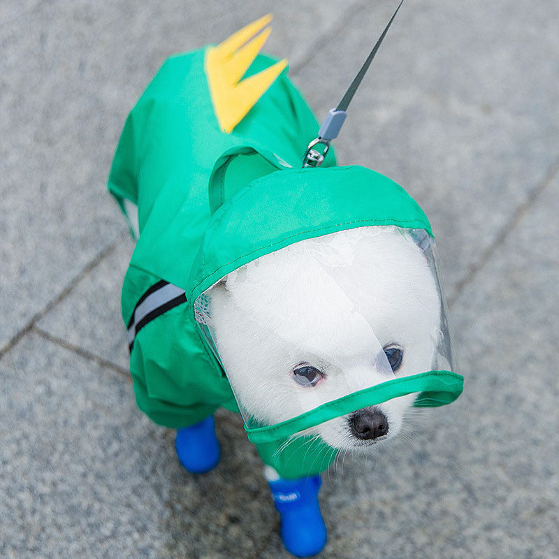 HKM-7148605 Autumn Raincoat for Small Dog Puppies in Yellow Bear, Green Dinosaur, and Red Bear Designs