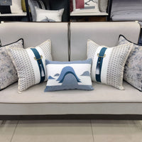 HKM-714899 New Chinese Modern Luxury Style Pillow - Blue 50x50cm & 35x50cm Options