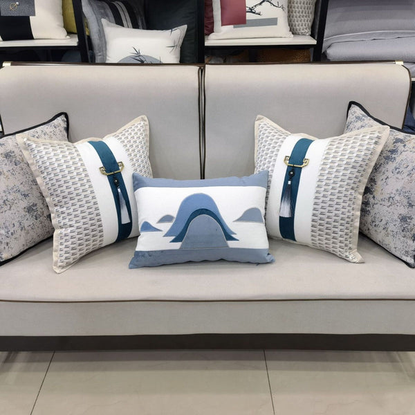 HKM-714899 New Chinese Modern Luxury Style Pillow - Blue 50x50cm & 35x50cm Options
