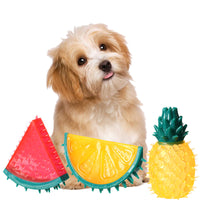 HKM-7149245 Pet Fruit Chew Toy - Pineapple, Lemon, and Watermelon Sounds, TPR Material, 12cm - Engaging Squeaky Fun