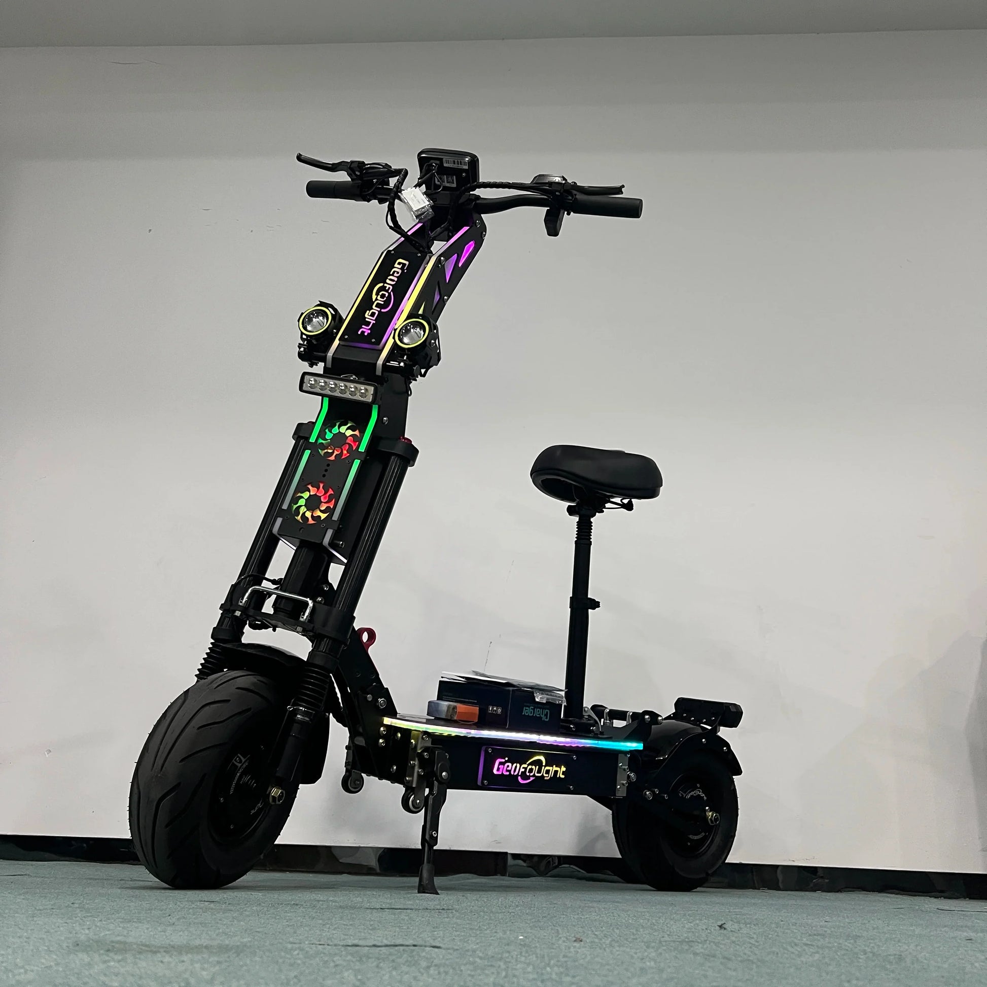 HKM-714963 Dual Motor Electric Scooter - 72V 10000W, 40Ah Battery, 120km Range, Waterproof with Colorful RGB Lights